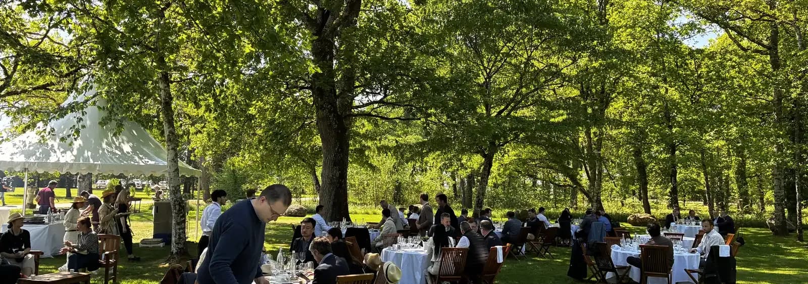 Gartenverkostung bei Domaine de Chevalier — eigene Aufnahme
