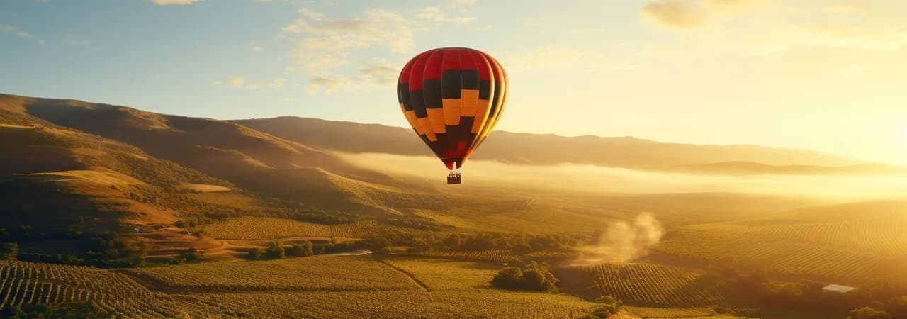 Heißluftballon über den Weinbergen des Napa Valley