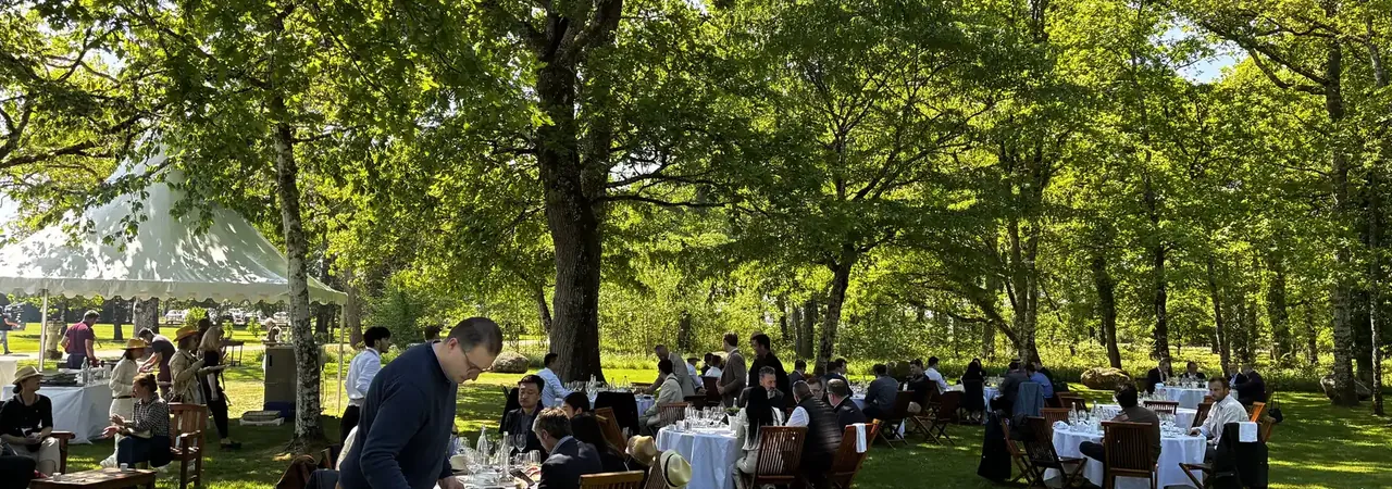Gartenverkostung bei Domaine de Chevalier — eigene Aufnahme